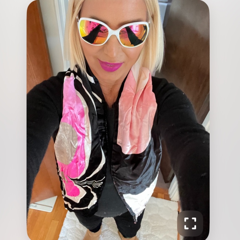 Emilio Pucci Pink Abstract Velvet Scarf